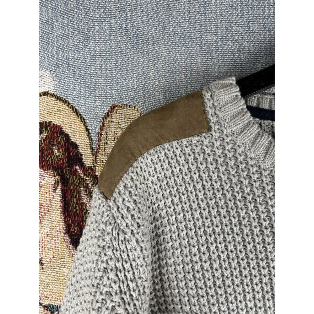 Holebrook Sweden Cotton Chunky Sweater Mens Lg Coastal Nautical Cozy Fish Waffle
